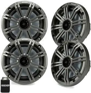 KICKER 6.5" Charcoal Marine Speakers (Qty-4) 2 Pairs of OEM Replacement Speakers