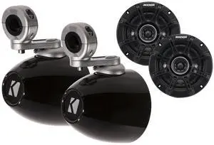 Kicker Black Mini Wake Tower Enclosures Loaded with Kicker 4" DSC Speakers
