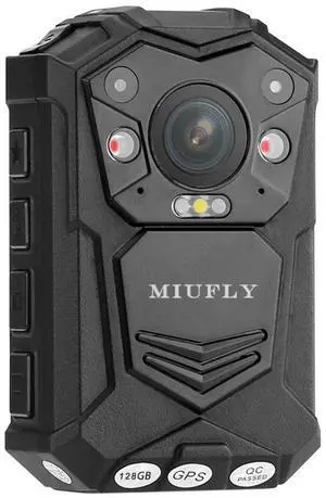MIUFLY 1296P Police Body Camera with 2 Inch Display, Night Vision, GPS, Built in 128G Memory