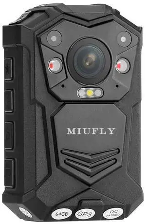 MIUFLY 1296P FHD Body Camera Indoor and Outdoor Use with 2 Inch Display, GPS, Night Vision (64GB)
