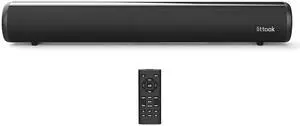 LITTOAK HDMI Sound Bar for TV, Bluetooth Small TV Soundbar Speaker, Optical/HDMI/Aux/Coax/USB/Bluetooth Connection for TV, PC, Projectors, Includes Remote Control, 16 inch