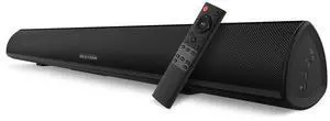 Sound bar, BESTISAN Soundbar Wired and Wireless Bluetooth 5.0 HDMI-ARC Speaker for TV (28 Inches, HDMI-ARC Connection, Optical Cable Included, DSP, Bass Adjustable, Wall Mountable)
