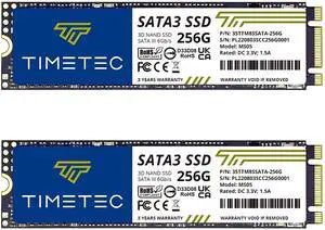 Timetec 256GBx2 (2 Pack) SSD 3D NAND TLC SATA III 6Gb/s M.2 2280 NGFF 128TBW Read Speed Up to 550MB/s SLC Cache Performance Boost Internal Solid State Drive for PC Computer Laptop and Desktop