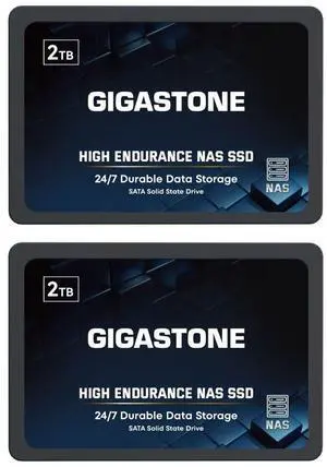 Gigastone 2TB NAS SSD Drive (2-Pack) 24/7 Durable TLC High Endurance RAID Data Storage Network Attached Storage 2.5" SATA Internal Solid State Hard Drives