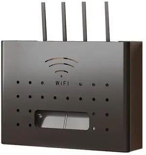 Wall Mounted WiFi Router Storage Box, Living Room Plugs and Cables Hidden Organizer, Metal Router Organizer for Storage Routers, Wires, TV Set-Top Boxes (Black)