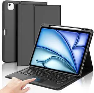Touchpad Keyboard Case for iPad Air 13 inch (M3 2025 / M2 2024) - Multi-Touch Trackpad, Detachable Bluetooth Touch Keyboard Slim Folio Smart Cover with Pen Holder iPad 12.9"6th/5th/4th/3rd (Black)