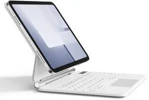 KVTVOU for iPad 10th Generation Case with Keyboard 10.9 Inch 2022, Magic-Style Keyboard with Multi-Touch Trackpad, Springy Backlit Keys, Floating Cantilever Stand, White