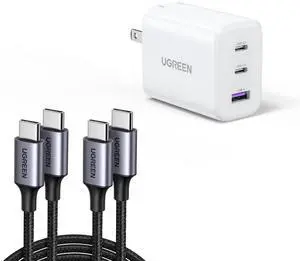 UGREEN 60W USB C Cable 2 Pack Bundle with 65W USB C Charger 3 Ports