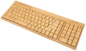 PenRux Keyboard and Mouse, Bamboo Wood Full Sized Keyboard, Unique Compact Mouse, 2.4 GHz USB Receiver for Windows, Laptop Computer, PC Desktop, Plug and Play