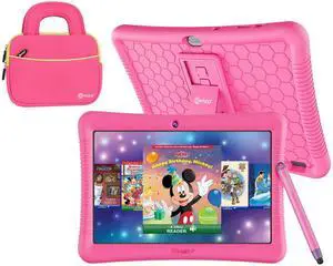 Contixo Kids Tablet, K102 Tablet for Kids and Tablet Sleeve Bag Bundle,10-inch HD, Ages 3-7, Toddler Tablet with Camera, Parental Control, Android 10, 64GB, WiFi, Learning Tablet for Kids - Pink