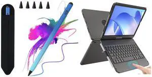 Touchpad Keyboard Case for iPad 10th Generation (Black) Bundle with Fast Charge Stylus Pen for iPad Compatible with 2018-2023 Release (Blue)