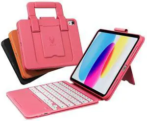 PAUL B for iPad 11th/10th Gen Case with Keyboard 11/10.9 inch A16 2025/2022,Handbag Design Wireless Keyboard Cover for iPad 11/10 Gen, with Pencil Holder,Multi-Touch Trackpad (Pink)