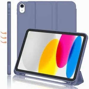 iMieet iPad (A16) Case/iPad 10th Generation Case [11-Inch 2025/10.9 Inch 2022] with Pencil Holder, Trifold Stand Smart Cover with Soft TPU Back,Auto Wake/Sleep(Lavender)
