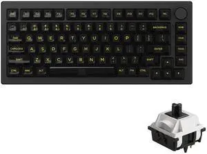 Akko 5075B Plus Mechanical Keyboard 75% RGB Hot-swappable Gaming Keyboard with Knob, Shine-Through Black with PBT Double Shot ASA Profile Keycaps V3 Piano Pro