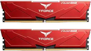 TEAMGROUP T-Force Vulcan DDR5 32GB (2x16GB) 6000MHz (PC5-48000) CL38 Intel XMP 3.0 & AMD Expo Compatible Desktop Memory Module Ram Red FLRD532G6000HC38JDC01