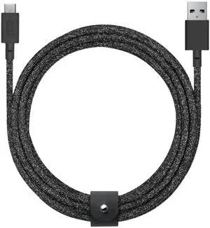 Native Union Belt Cable XL USB-C to USB-A - 10ft Ultra-Strong Charging Cable with Leather Strap Compatible with iPhone 16, Samsung Galaxy Z Fold 6, Flip 6, S25 Ultra, Pixel 9 Pro, iPad Pro (Cosmos)