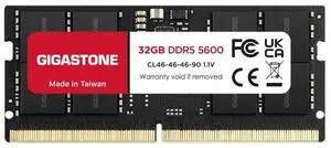 DDR5 RAM Laptop Only GIGASTONE 32GB DDR5 5600MHz PC5-44800 CL 46-46-46-90 1.1V SODIMM 262 Pin Unbuffered Non ECC High Performance Notebook Memory Upgrade