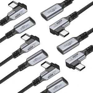 USB C Extension Cable Right Angle 5-Pack, 3.3ft Type-C Gen 2 Extender Cord 100W 10Gbps 4K@60Hz Video, Small USBC Male to Female for Portable Monitor, Laptop Phone Switch Power Bank Docking Station