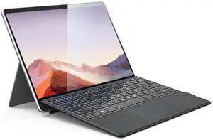 Surface Pro Keyboard, Magnetic Wireless Type Cover for Microsoft Surface Pro 7/6/5/4/3/7+, 7 Color Backlit Bluetooth 5.3 Ultra Slim Portable Keyboard with Trackpad Gray