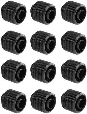 dracaena.io 12 pack G1/4" thread to 3/8" ID, 5/8" OD Compression Fitting for Soft Tubing, Soft Tube Connectors for Computer Water Cooling System, Black