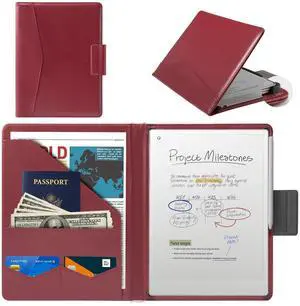 CoBak Premium PU Leather Case for Remarkable Paper Pro 11.8" (2024)  Slim Magnetic Back Cover with Auto Sleep/Wake, Folder Design, Magnetic Pen Holder Strap, Red Leather