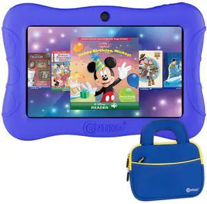 Contixo 7 Kids Tablet - V9 Android Tablet and Sleeve Bag Bundle with 50+ Disney Storybooks & Stickers (Value $200), 32GB, Dual Cameras, Parental Control, Perfect for Back to School, Dark Blue