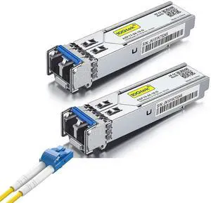 1000Base-LX Gigabit SFP LC SingleMode Transceiver& 1-Pack of 1-Meter Fiber Patch Cable - LC to LC OS2