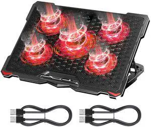 AICHESON S035 Red Laptop Cooling Pad and 2 Pack 2ft USB A Cables Set