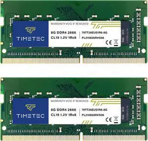 Timetec 16GB KIT (2x8GB) DDR4 2666MHz PC4-21300 Unbuffered ECC UDIMM 1.2V CL19 1Rx8 Single Rank 260 Pin SODIMM Memory RAM Module Upgrade (16GB KIT (2x8GB))