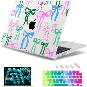 May Chen Compatible with M4 MacBook Air 15 inch Case 2025 2024 2023 A3241 A3114 M3 A2941 M2 with Liquid Retina Display & Touch ID, Plastic Hard Shell with Keyboard Cover - Colorful Bows