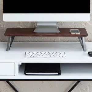 Anji Mountain Monitor Stand - Desktop Organizer & Laptop Riser, Ergonomic Monitor Riser, Space-Saving Monitor Stand for Desk, Durable Construction, Easy Assembly, Ideal for Home & Office,Walnut
