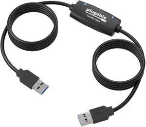 Plugable USB Transfer Cable, Unlimited Use, Transfer Data Between 2 Windows PC's, Compatible with Windows 11, 10, 7, XP, Bravura Easy Computer Sync Software Included