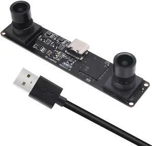 MMlove USB Stereo Camera Synchronous Dual Lens 1080P 60FPS Camera Module 4MP 3D Webcam 117° Wide Angle View Lightburn Webcam USB2.0 Plug & Play for VR Face Recognition Streaming,PC/Laptop/Raspberry Pi