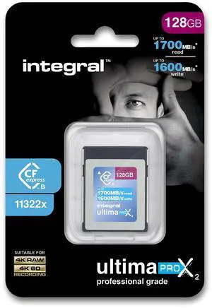 Integral 128GB Ultima Pro X2 CFexpress Memory Card 11322X Speed 1700/1600 MB/sec Read/Write