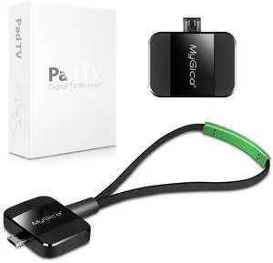 Micro USB TV Tuner Card with Type C Adapter - Watch Live TV Anywhere, Freeview HD Receiver, Wireless HDTV Stick Tuner, USB Antenna for Android Phone, Tablet, PC - No Internet Needed