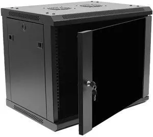 Navepoint 9U Deluxe IT Wallmount Cabinet Enclosure 19-Inch Server Network Rack with Locking Glass Door - Black
