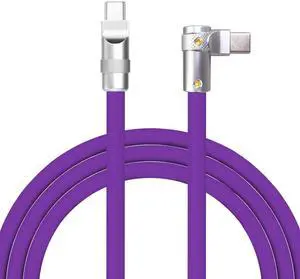 chubbycable FlexElbow Pro - 90 Degree Design 240W Fast Charge Cable Ultra-Thick Silicone Right Angle USB C Cable Phone Tablets Charging Cord, Purple, Type-C to Type-C, 0.82FT