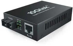 10Gtek 1.25G Gigabit SingleMode SC Fiber to Ethernet Media Converter, SMF Dual SC Fiber to Ethernet Copper RJ45 Converter for 10/100/1000Base-Tx to 1000Base-EX, UL Certified, up to 40-km