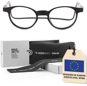 DIDINSKY Magnetic Reading Glasses for Men and Women  DiKrik Uffizi Foldable Reading Glasses with Blue Light Filter, Anti-Reflective & Anti-Scratch Lenses - Adjustable Silicone Headband - Graphite