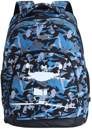 UNIKER Laptop Backpack Teen, Computer Backpack for Laptop 14 Inch, Camo Water Resistant School Computer Bag Fit College,High School, Durable Lightweight Bookbag