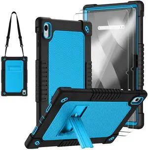 FIEWESEY for Onn. 12.1" Tablet Pro 2024 Model Tablet Case with 2 Pcs Screen Protector,Heavy Duty Kids Shockproof Stand Shoulder Strap Case for Walmart Onn 12.1 2024 Model:100146663 (Black/Blue)
