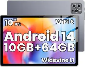 Tablet, 2025 Tablet 10 inch Android 14 Tablets, Octa-Core 10GB RAM 64GB ROM | 6000mAh Battery, 1024GB Expand |1080 * 800 HD IPS Touchscreen | 5G/2.4G WiFi 6 | Bluetooth 5.0(Gray)