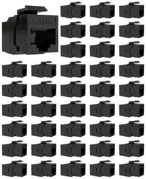VANDESAIL 40 Pack CAT6A RJ45 Keystone Couplers, Ethernet Keystone Jack Female to Female RJ45 Couplers UTP for Cat6a/Cat6/Cat5e/Cat5 Network Cable Black