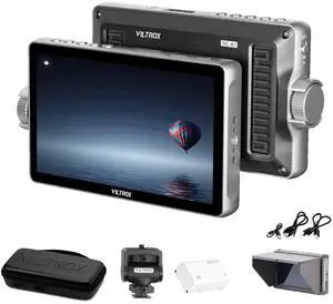 VILTROX DC-A1 7" 2800nit Ultra-Bright Touchscreen Camera Field Monitor, 4K HDMI Input/Output, 1920x1080 FHD, DSLR External Monitor with Cooling Fan, Sunshade Hood, Peaking, 3D LUT, False Color,Battery