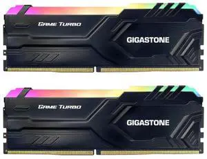 RGB DDR4 RAMGIGASTONE Game TURBO 32GB Kit (2x16GB)DDR4 3200MHz PC4-25600 CL16-18-18-40 Intel XMP 2.0 AMD Ryzen 1.35V UDIMM 288 Pin Unbuffered Non ECC High Performance Gaming Desktop Memory - Black