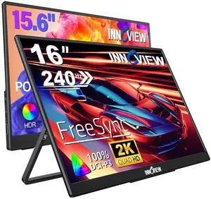 InnoView Portable Monitor 15.6" +16" Portable Monitor for Laptop with Protective Sleeve Built-in 90° Adjustable Stand USB C HDMI Ultra-Slim Portable Laptop Monitor for MacBook Phone PS4/5 Xbox Switch