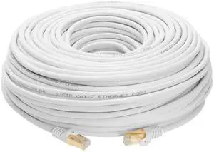 Cables Direct Online 200FT S/FTP Cat7 Copper Network Ethernet Patch Cable, Internet Wire, Compatible with PC, Laptop, Modem, Router, TVs, Printer Cord, Consoles for Home and Office (200ft, White)