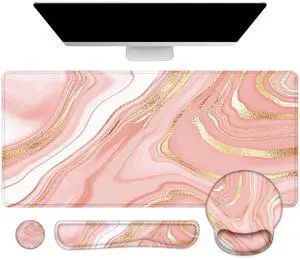 LATEEFAH Mouse Pad with Wrist Rest, Large Mouse Pad, Ergonomic Gaming Desk Pad Keyboard Wrist Rest Set, 4-in-1 Desk Mat Keyboard Mat for Home, Office