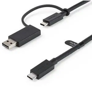 3ft/1m USB-C Cable with USB-A Adapter Dongle, USB-C to C [10Gbps/PD], USB-A to C [5Gbps], 2-in-1 USB C Cable for Hybrid Dock