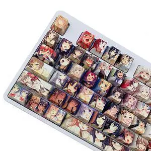 Japanese Anime Keycaps 108 PBT Dye Sublimation Crystalline Character OEM Profile for Cherry Mx Gateron Kailh Switch Mechanical Keyboard(Colorful keycaps)